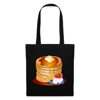 Pancakes Motif with Butter Flake and Maple Syrup - Tote Bag - black - Front