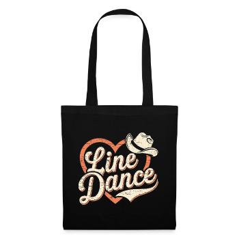 Danse en ligne avec un cœur et un chapeau de cowboy - Sac en tissu - noir - Devant