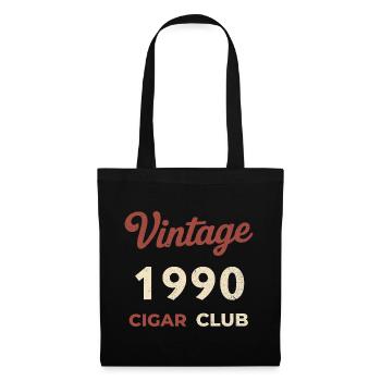 Millésime 1990 Cigar Club Rétro Naissance Année Cadeau - Sac en tissu - noir - Devant
