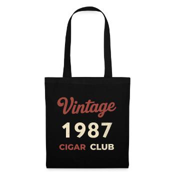 Vintage 1987 Cigar Club Rétro Naissance Année Cadeau - Sac en tissu - noir - Devant