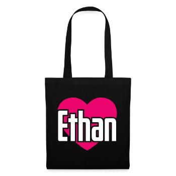 I Love Ethan Pinkes Herz Ich liebe Ethan - Stoffbeutel - Schwarz - Vorne