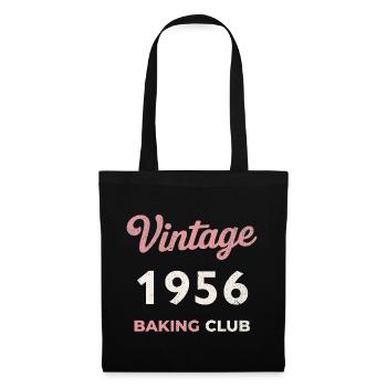 Vintage 1956 – Baking Club Retro Geburtsjahr - Stoffbeutel - Schwarz - Vorne
