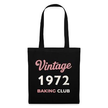 Vintage 1972 – Baking Club Retro Geburtsjahr - Stoffbeutel - Schwarz - Vorne