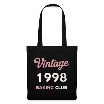 Vintage 1998 – Baking Club Retro Geburtsjahr - Stoffbeutel - Schwarz - Vorne