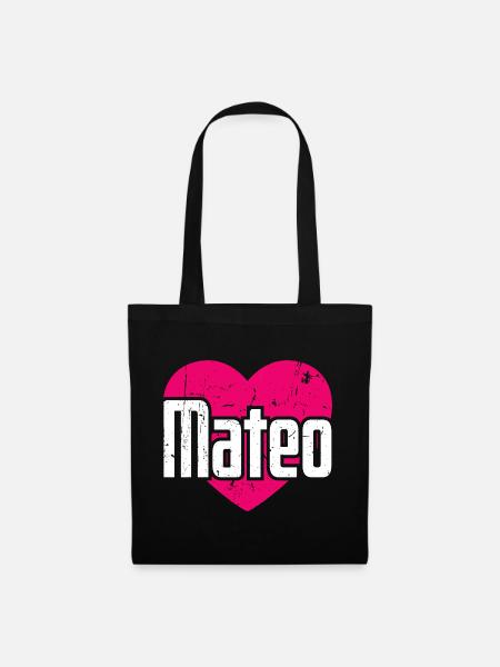 I Love Mateo Pinkes Herz Ich liebe Mateo - Stoffbeutel - Schwarz