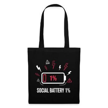 Social Battery 1% Akku - Stoffbeutel - Schwarz - Vorne