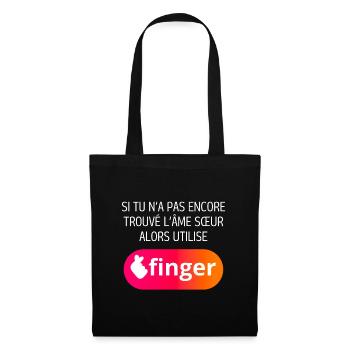 Application finger - Sac en tissu - noir - Devant