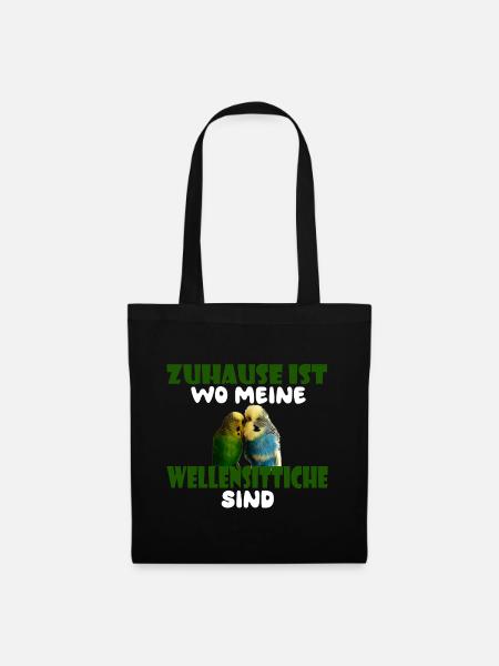 Zuhause ist wo meine Wellensittiche sind - Stoffbeutel - Schwarz