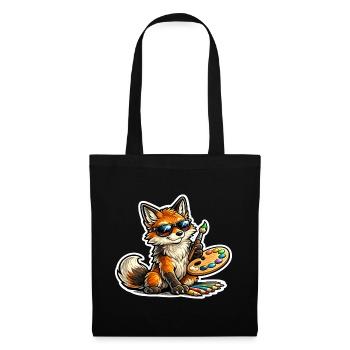 Peintre renard coquin avec palette - Sac en tissu - noir - Devant