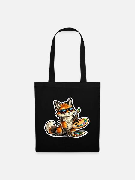 Frecher Fuchs Maler mit Palette - Stoffbeutel - Schwarz