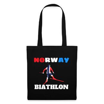 Biathleten-Silhouette mit norwegischer Flagge - Stoffbeutel - Schwarz - Vorne