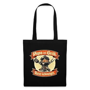 Papa am Grill – Vatertag Geschenk Design - Stoffbeutel - Schwarz - Vorne