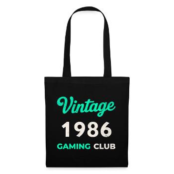 Vintage 1986 – Gaming Club Retro Geburtsjahr - Stoffbeutel - Schwarz - Vorne
