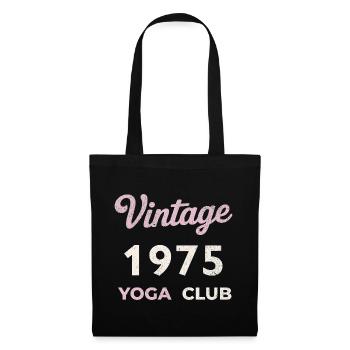 Vintage 1975 Yoga Club Retro Geburtsjahr Jahrgang - Stoffbeutel - Schwarz - Vorne