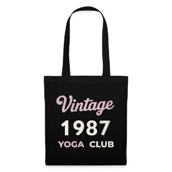 Vintage 1987 Yoga Club Retro Geburtsjahr Jahrgang - Stoffbeutel - Schwarz - Vorne