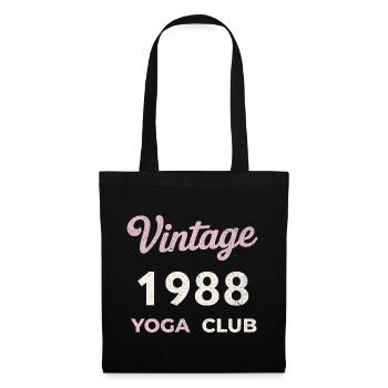 Vintage 1988 Yoga Club Retro Geburtsjahr Jahrgang - Stoffbeutel - Schwarz - Vorne