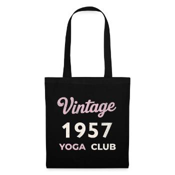 Vintage 1957 Yoga Club Retro Geburtsjahr Jahrgang - Stoffbeutel - Schwarz - Vorne