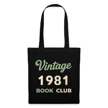 Vintage 1981 Book Club Retro Geburtsjahr Geschenk - Stoffbeutel - Schwarz - Vorne