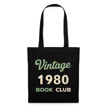 Vintage 1980's Book Club Retro Birth Year Gift - Tote Bag - black - Front