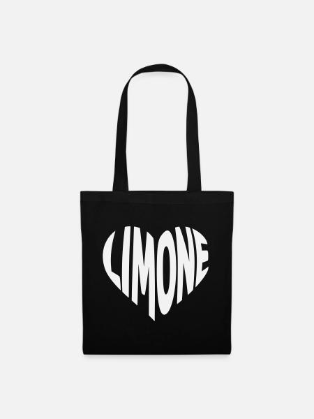 Limone Herz Design - Stoffbeutel - Schwarz