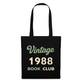 Vintage 1988 Book Club Retro Geburtsjahr Geschenk - Stoffbeutel - Schwarz - Vorne