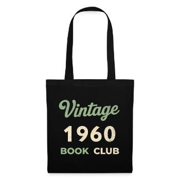 Vintage 1960 Book Club Retro Geburtsjahr Geschenk - Stoffbeutel - Schwarz - Vorne