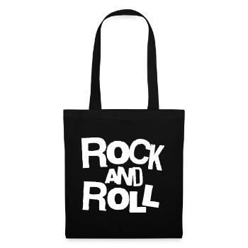 Rock and Roll Bold Typography T-Shirt - Stoffbeutel - Schwarz - Vorne