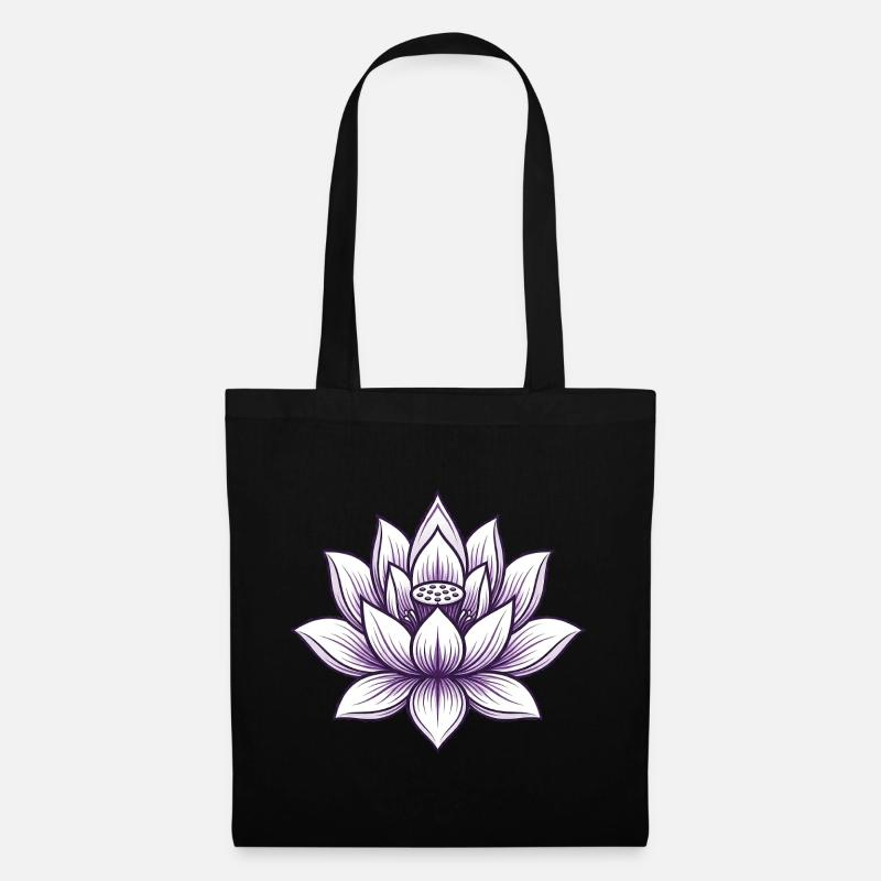 Yoga Lotus Blume - Stoffbeutel - Schwarz