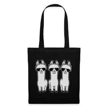 Drei Coole Lamas Reihe Sonnenbrille Lustig Tier - Stoffbeutel - Schwarz - Vorne