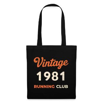 Vintage 1981 Running Club Geburtstag Geschenkidee - Stoffbeutel - Schwarz - Vorne