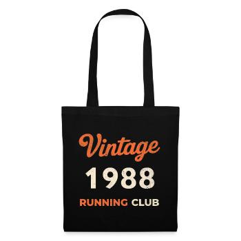 Vintage 1988 Running Club Geburtstag Geschenkidee - Stoffbeutel - Schwarz - Vorne