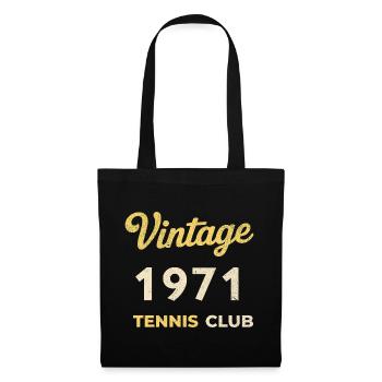 Vintage 1971 Tennis Club Retro Geburtstag Geschenk - Stoffbeutel - Schwarz - Vorne