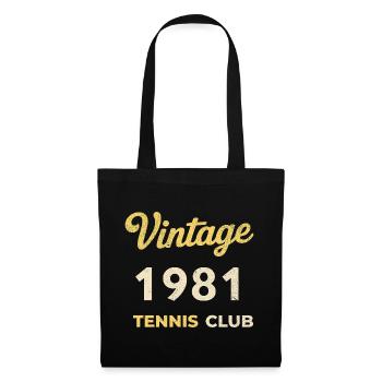 Vintage 1981 Tennis Club Retro Geburtstag Geschenk - Stoffbeutel - Schwarz - Vorne