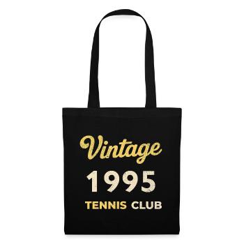 Vintage 1995 Tennis Club Retro Birthday Gift - Tote Bag - black - Front