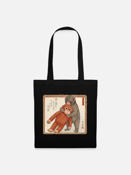 Ukiyo-e Baby Monkey Punch - Stoffbeutel - Schwarz