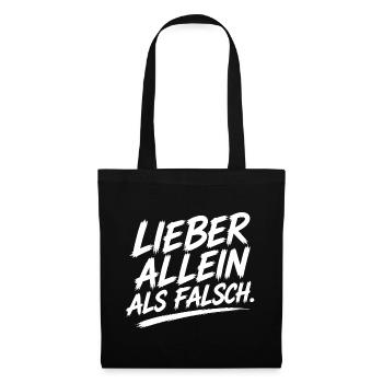 Lieber Allein Als Falsch Typo - Stoffbeutel - Schwarz - Vorne