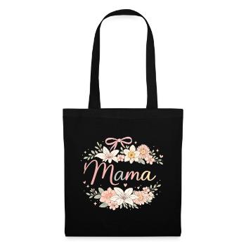 Mama Couronne de Fleurs et Nœud Rose | Rétro - Sac en tissu - noir - Devant
