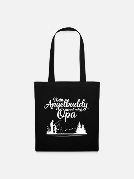 Angeln mit Opa - Stoffbeutel - Schwarz