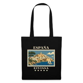 Spanien Eivissa Vintage Reisemarke - Stoffbeutel - Schwarz - Vorne