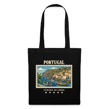 Portugal Câmara de Lobos Vintage Reisemarke - Stoffbeutel - Schwarz - Vorne