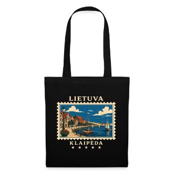 Litauen Klaipėda Vintage Reisemarke - Stoffbeutel - Schwarz - Vorne