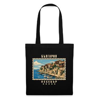 Bulgarien Nessebar Vintage Reisemarke - Stoffbeutel - Schwarz - Vorne