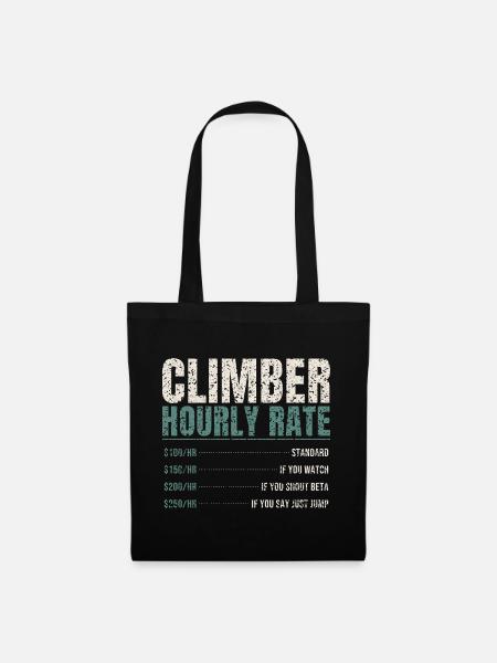 Climber Hourly Rate Funny - Stoffbeutel - Schwarz