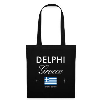 Delphi Griechenland Koordinaten Reise Souvenir - Stoffbeutel - Schwarz - Vorne