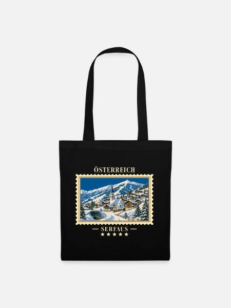 Österreich Serfaus Winter Vintage Reisemarke - Stoffbeutel - Schwarz