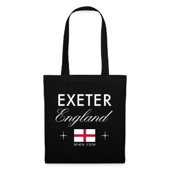 Exeter England Koordinaten Reise Souvenir - Stoffbeutel - Schwarz - Vorne