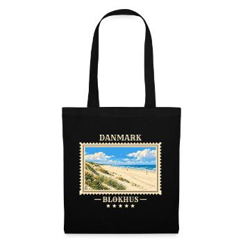 Danmark Blokhus Vintage Reisemarke - Stoffbeutel - Schwarz - Vorne