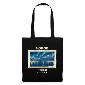 Norwegen Tromsø Vintage Reisemarke - Stoffbeutel - Schwarz - Vorne