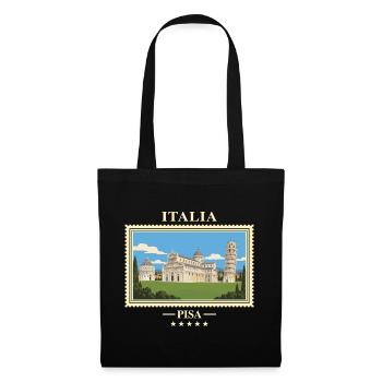 Italien Pisa Vintage Reisemarke - Stoffbeutel - Schwarz - Vorne