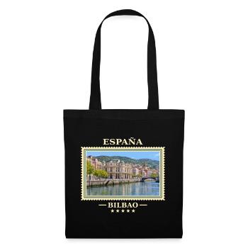 Spanien Bilbao Vintage Reisemarke - Stoffbeutel - Schwarz - Vorne